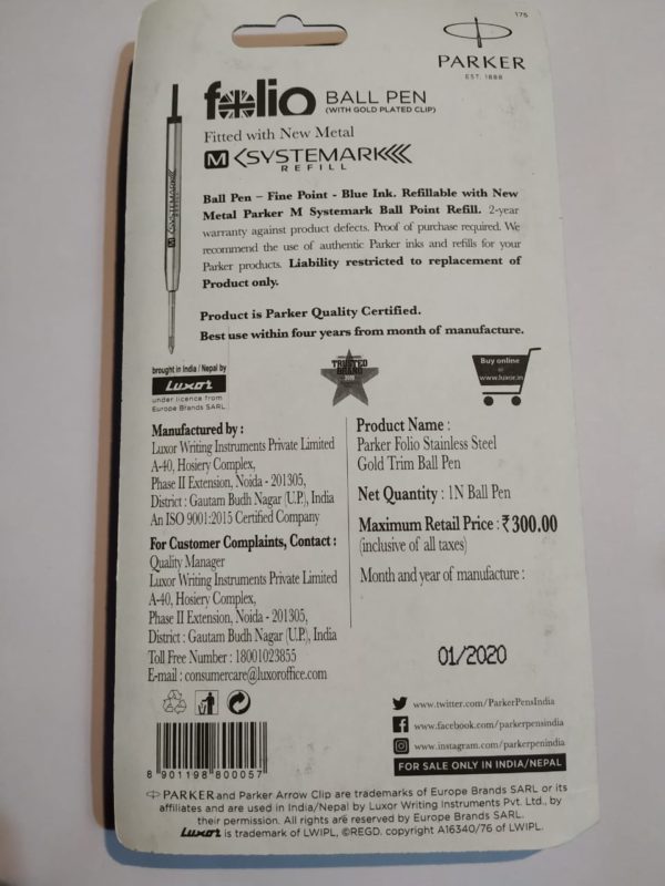 Parker Refillable Ball Pen MRP 300 - Image 2