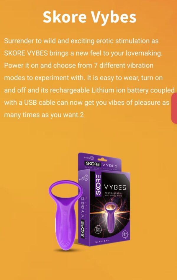 Skore Vybes Pleasure Vibrator For Him & Her (Waterproof | Washable | With Rechargeable Lithium Ion Battery | 7 Different Vibration Modes) FOR AGE 21+ ONLY